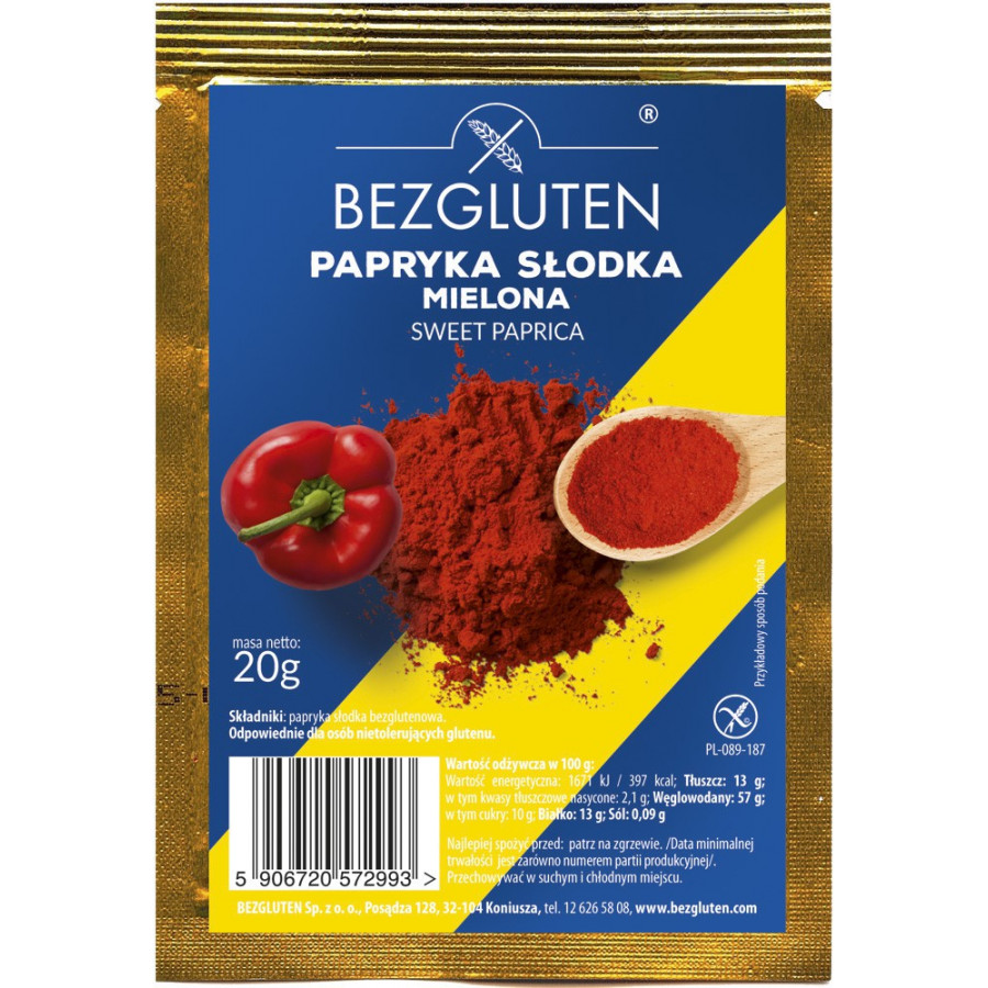 Papryka słodka mielona. Produkt naturalnie bezglutenowy.