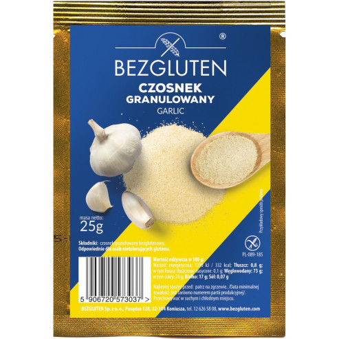 Czosnek granulowany. Produkt naturalnie bezglutenowy.