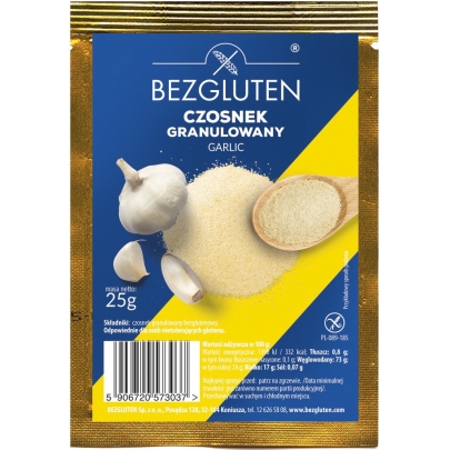 Czosnek granulowany. Produkt naturalnie bezglutenowy.