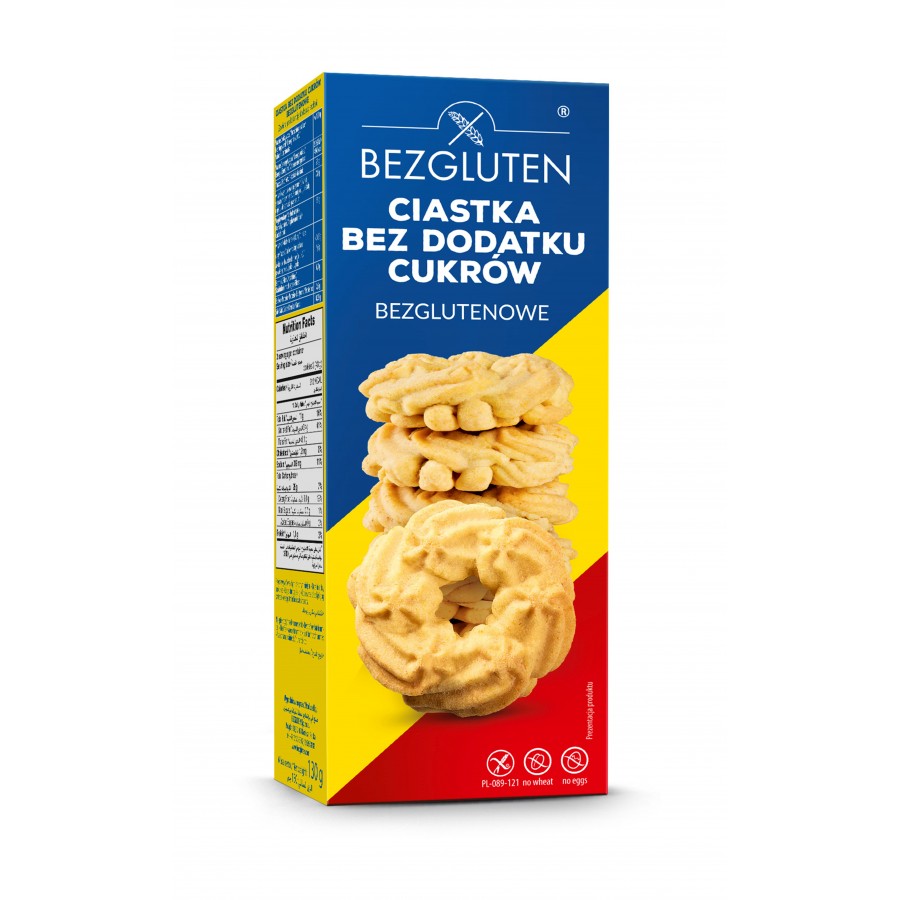 Ciastka bez dodatku cukrów bezglutenowe 130g BEZGLUTEN