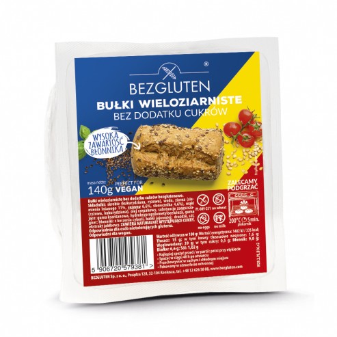 Bułki wieloziarniste bez dodatku cukrów bezglutenowe 140 g