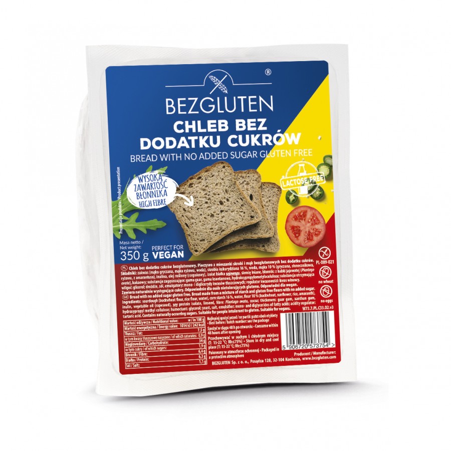 Chleb bez dodatku cukrów bezglutenowy 350 g BEZGLUTEN