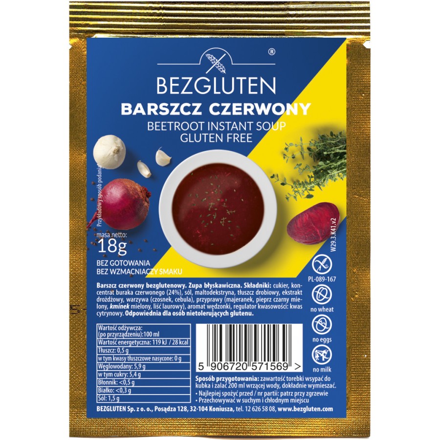 Bezglutenowy barszcz czerwony 18g BEZGLUTEN