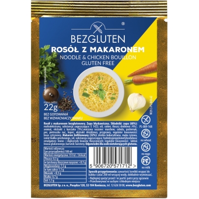 Rosół drobiowy z makaronem bezglutenowy 22g BEZGLUTEN