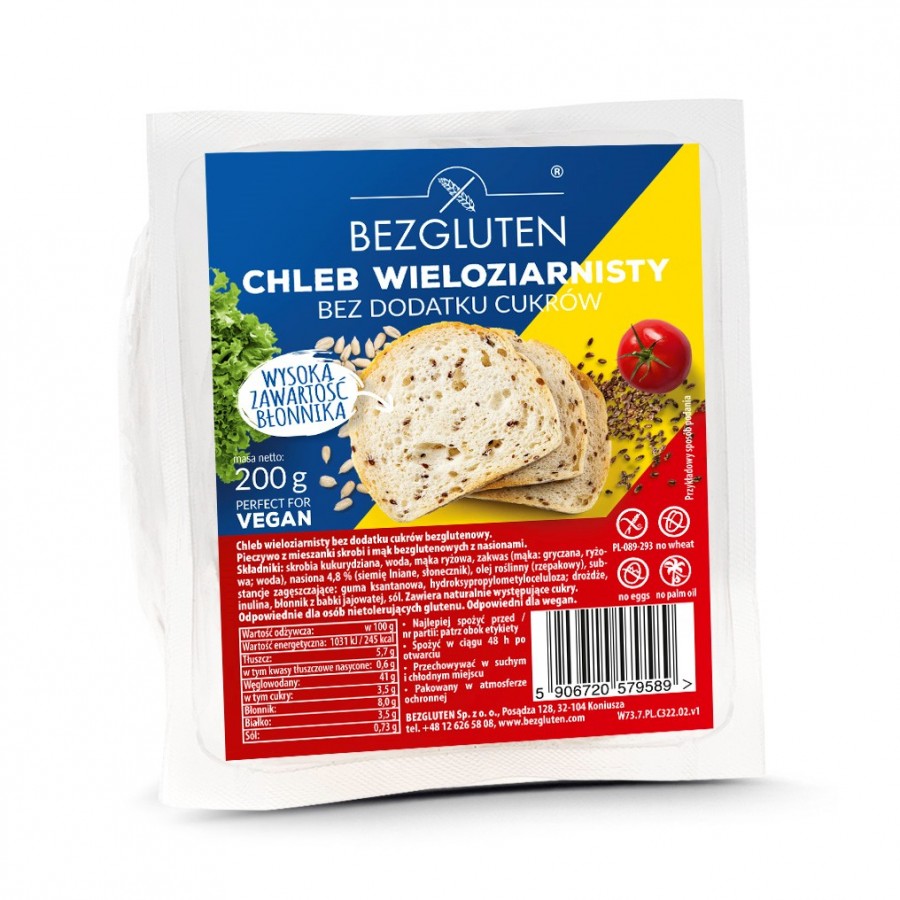 Chleb wieloziarnisty bez cukru 200g BEZGLUTEN
