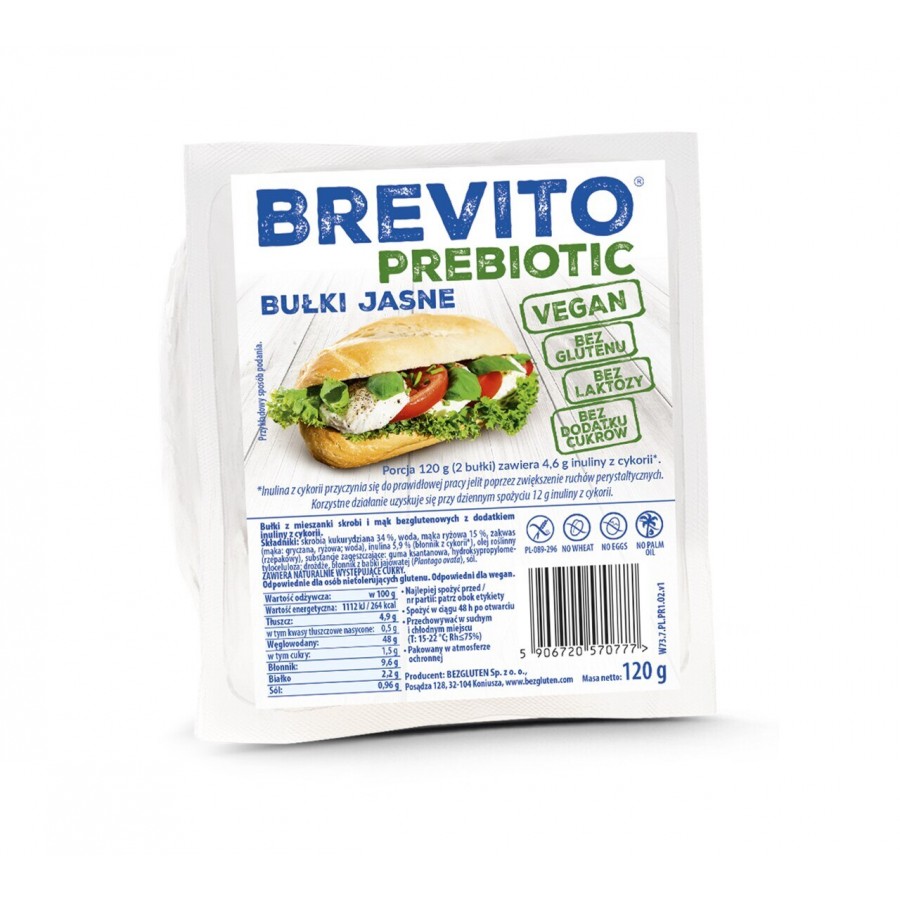 BREVITO Prebiotic - Bułki Jasne bezglutenowe 120g