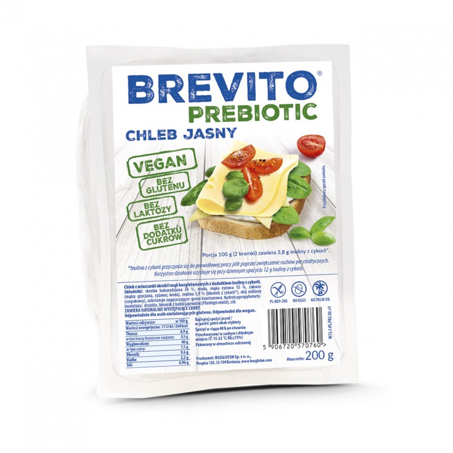 BREVITO Prebiotic - Chleb Jasny bezglutenowy 200g