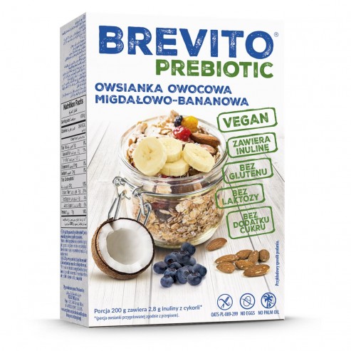 BREVITO Prebiotic - Owsianka owocowa migdałowo-bananowa 150g
