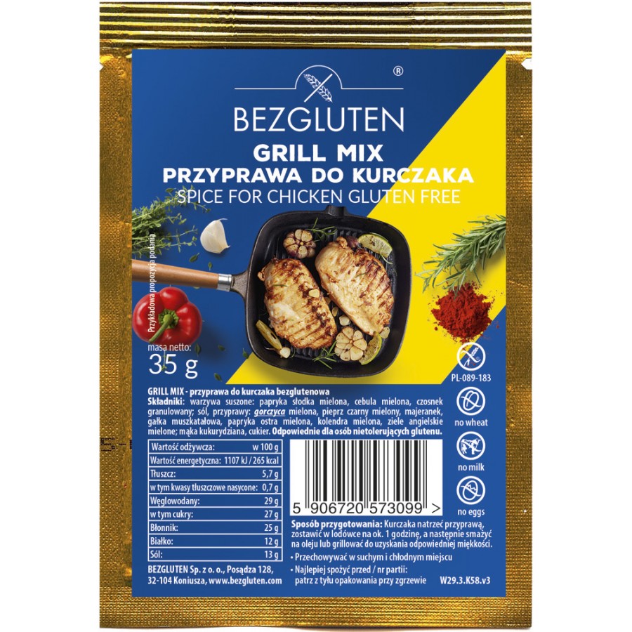Grill Mix przyprawa do kurczaka bezglutenowa 35g BEZGLUTEN