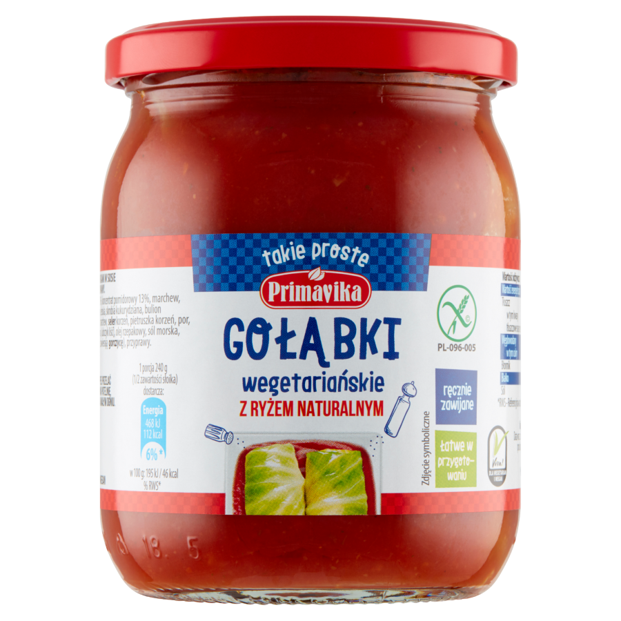 Gołąbki roślinne z ryżem naturalnym 480g PRIMAVIKA