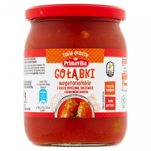 Gołąbki wegetariańskie z kaszą gryczaną, soczewicą i siemieniem lnianym 480g PRIMAVIKA