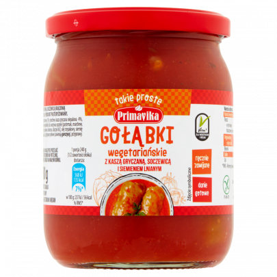 Gołąbki wegetariańskie z kaszą gryczaną, soczewicą i siemieniem lnianym 480g PRIMAVIKA