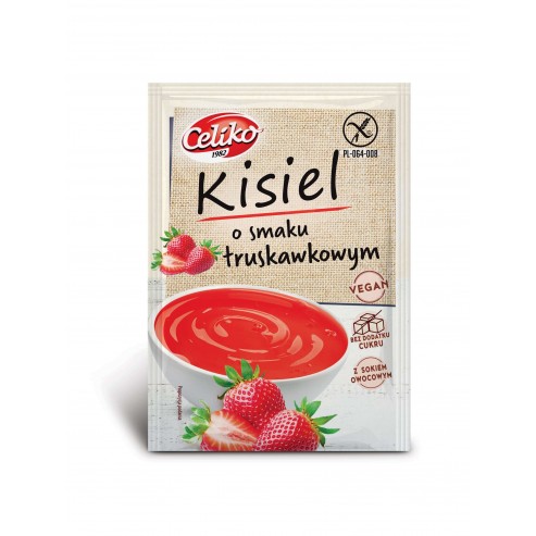 KISIEL o smaku TRUSKAWKOWYM bezglutenowy 45g Celiko