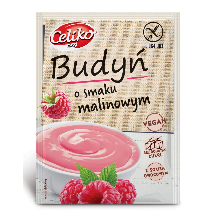 Celiko BUDYŃ  o smaku MALINOWYM bezglutenowy