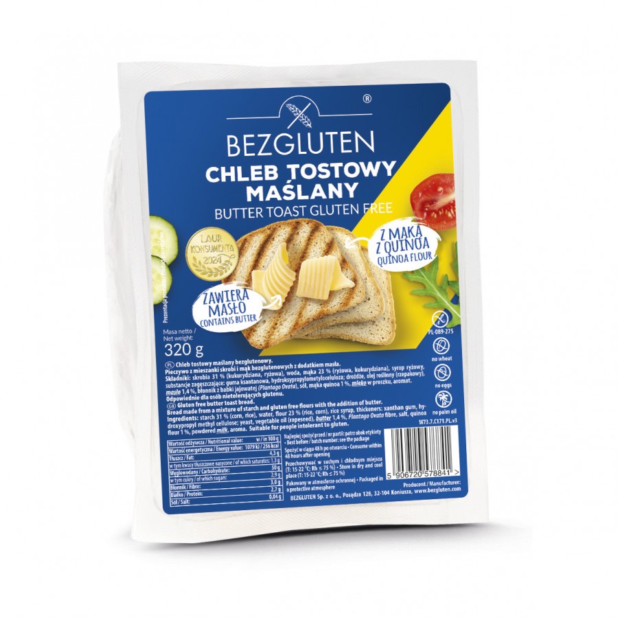 Chleb tostowy MAŚLANY bezglutenowy 320g BEZGLUTEN