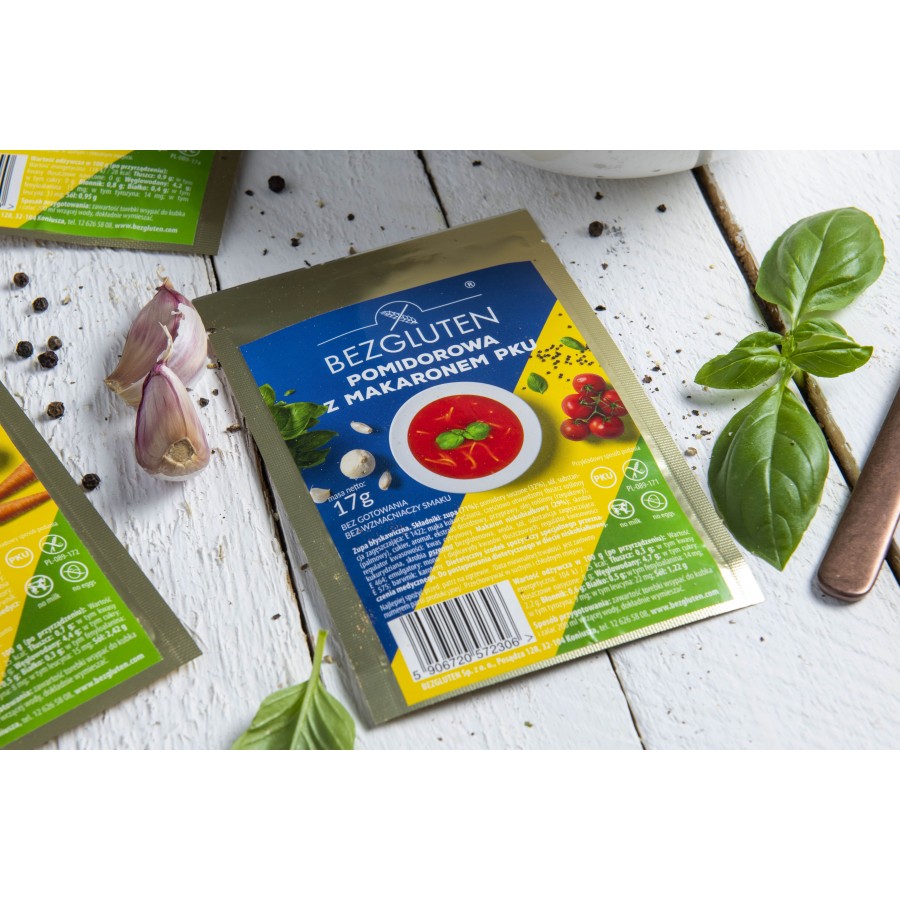 Zupka pomidorowa z makaronem niskobiałkowa PKU 17g BEZGLUTEN