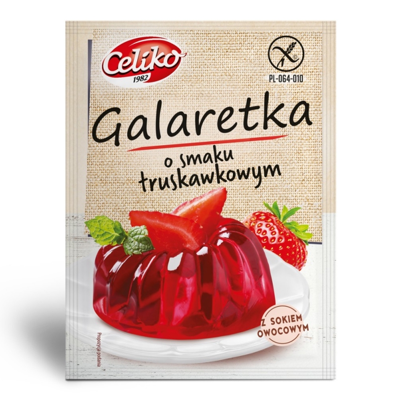 Galaretka o smaku TRUSKAWKOWYM bezglutenowa 75g Celiko
