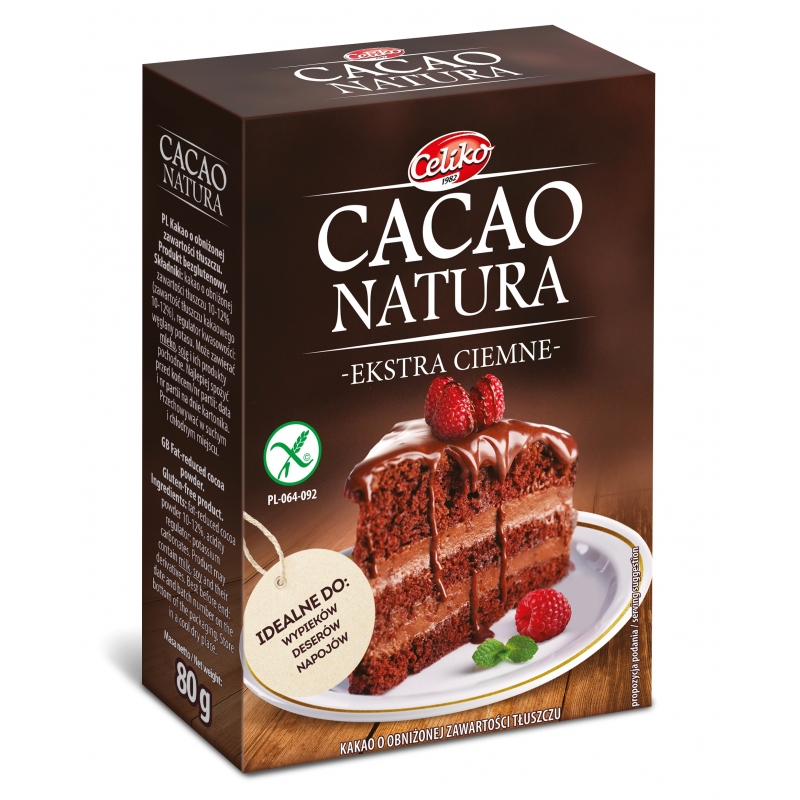 KAKAO NATURA CIEMNE  bezglutenowe 80g Celiko