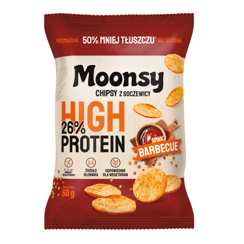 Moonsy chipsy z soczewicy BBQ bezglutenowe 60g