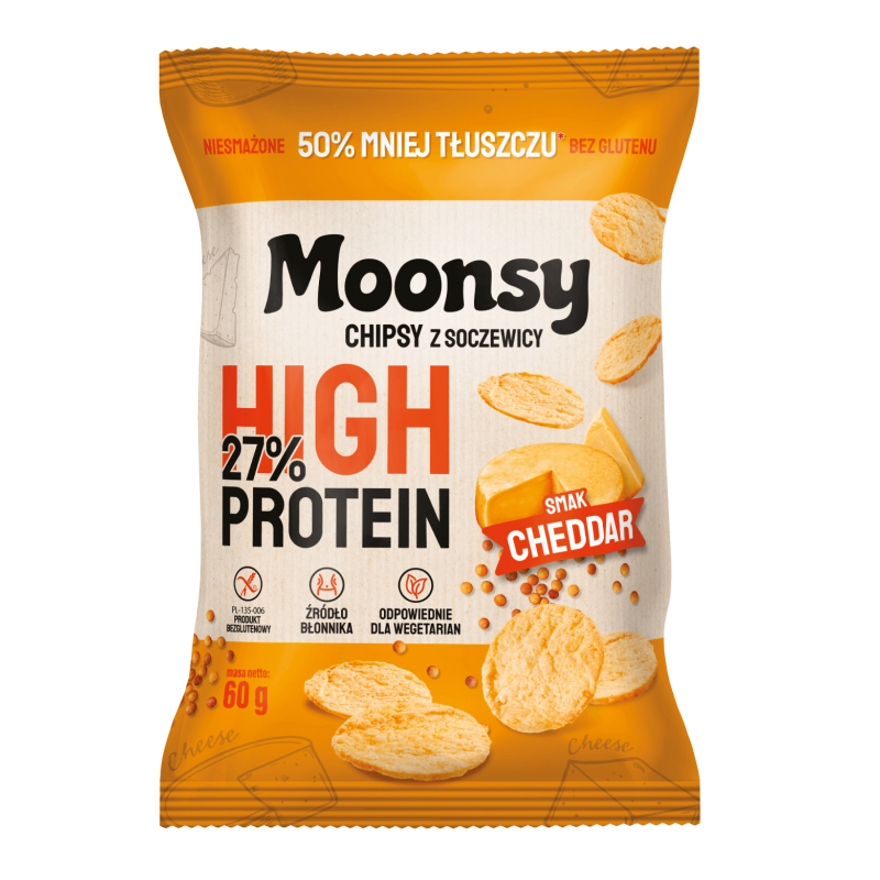 Moonsy chipsy z soczewicy cheddar bezglutenowe 60g