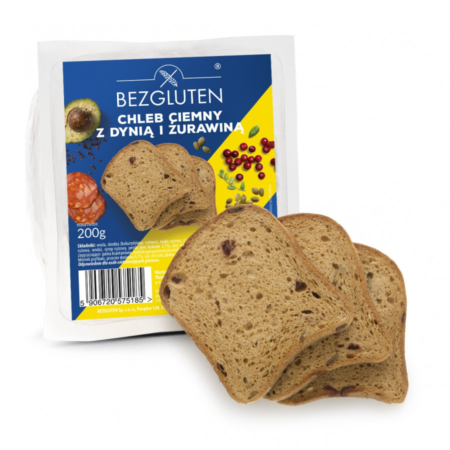 Chleb ciemny z dynią i żurawiną 200g bezglutenowy NOWOŚĆ! SUPERFOODS!
